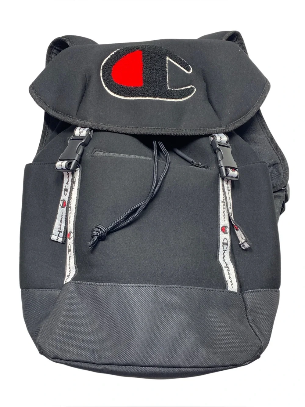 Champion Black Backpack with Red Logo Accent